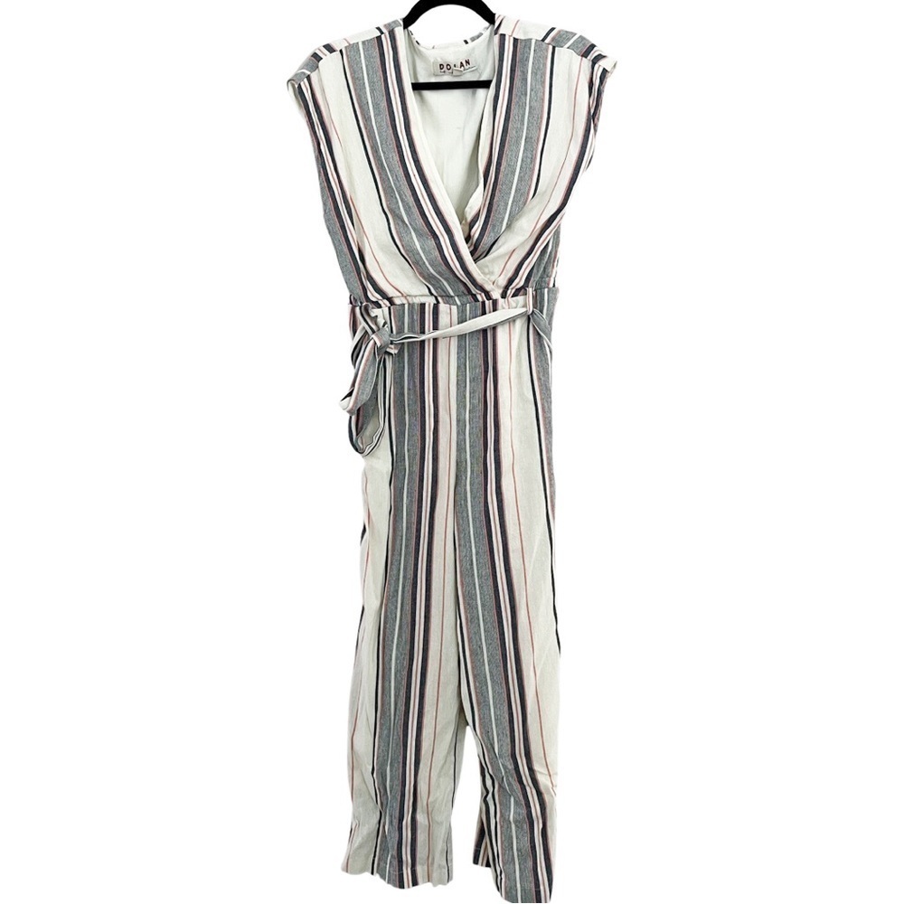ANTHROPOLOGIE DOLAN Linen Striped Jumpsuit Sz S - Picture 2 of 6
